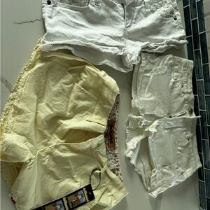 3 pairs of shorts one jean and two material